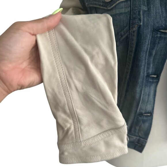 RAG & BONE Denim Cream Leather Jacket Size Small - Picture 12 of 12